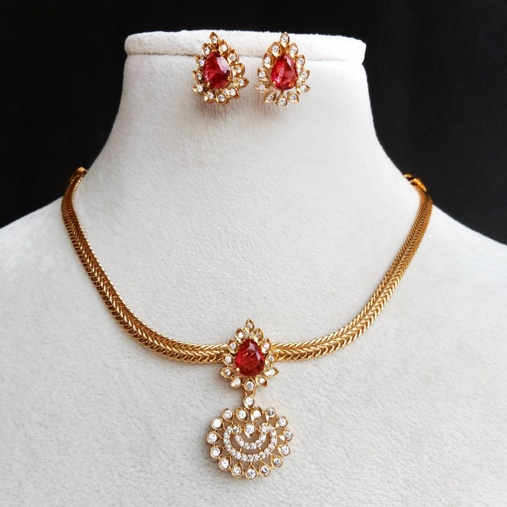 Handicraft Brass Metal Jewellery Crystal Pendant Set